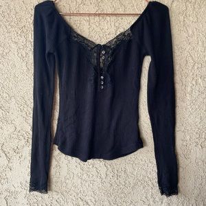 Free people black shirt with lace details